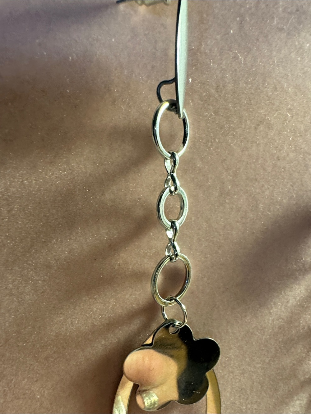 Hand Crafted Silver Floral Dangle Earrings 4” long - Picture 3 of 5